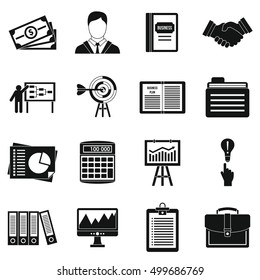 Business plan icons set. Simple illustration of 16 business plan vector icons for web