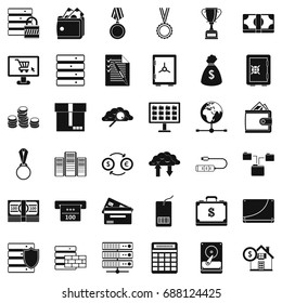 Business plan icons set. Simple style of 36 business plan vector icons for web isolated on white background