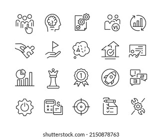 Business Plan Icons - Vector Line. Editable Stroke. 