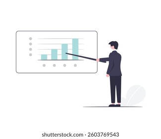 Business plan illustration for web and application design featuring strategic planning, financial goal,s growth roadm,ap and teamwork in a modern flat vector style