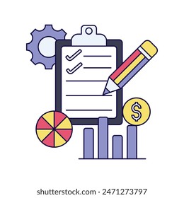 Business Plan illustration with white background vector stock illustration