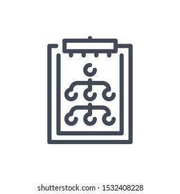 Business plan line icon. Clipboard with tree structure vector outline sign.
