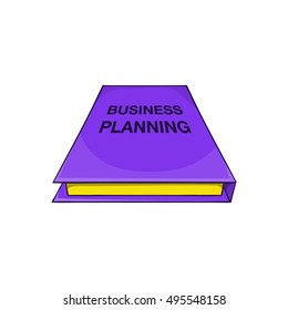 Business plan notebook icon in cartoon style isolated on white background vector illustration