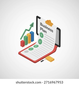 Plan de negocios en una tableta con gráficos y gráficos