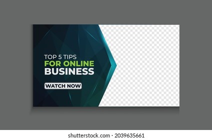 business plan online marketing thumbnail for video, editable template vector design