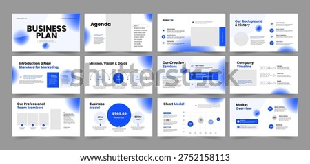  Business Plan Presentation Slides Template, Multipurpose Business Slide Deck Design 