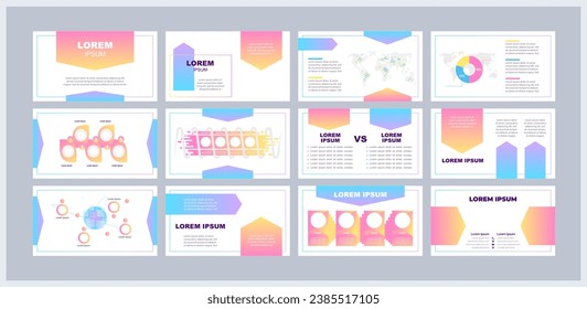 Business plan presentation templates set. Market research. Financial projection. Data analysis. Ready made PPT slides on white background. Graphic design. Arial, Myriad Pro fonts used