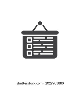 Business plan presentation vector icon. filled flat sign for mobile concept and web design. To do list projection screen glyph icon. Symbol, logo illustration. Vector graphics