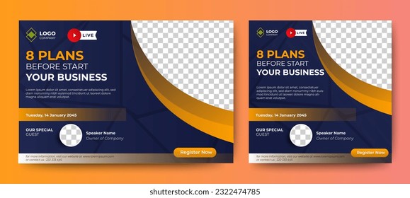 Business plan process live webinar banner template design. vector