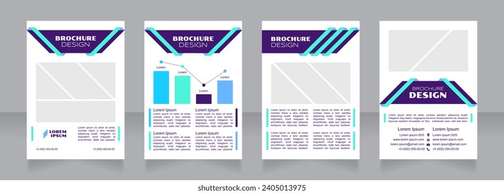 Business plan purple blank brochure design. Template set with copy space for text. Premade corporate reports collection. Editable 4 paper pages