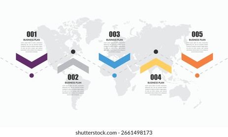 Rollos de Plan de negocios con Ilustración vectorial de fondo mundial