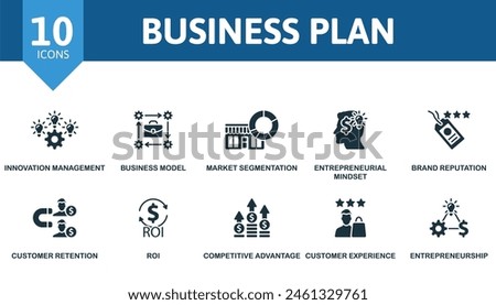 Business plan set. Creative icons. Editable elements.