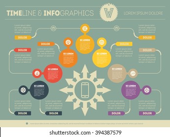 Business plan with seven steps. Infographic with design elements. Vector presentation of business processes. Abstract Web Template of a pyramidal chart or diagram with icons, signs and symbols.