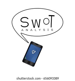 Business Plan, Smartphone with SWOT Analysis Matrix A Structured Planning Method for Evaluate Strengths, Weaknesses, Opportunities and Threats. A Foundation Strategy Management Plan.
