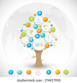 Business plan tree with place for your text  and business training. Vector illustration