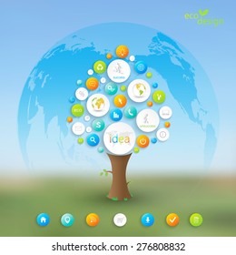 Business plan tree with place for your text and business training. Vector illustration
