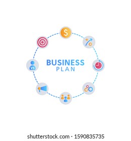 Business plan vector. Chart with icon isolated on white background