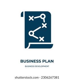 icono del vector del plan de negocio. plan de negocio, negocios, plan de planes, íconos rellenados de concepto de desarrollo de negocios plano. Icono de glifo negro aislado, elemento de símbolo de ilustración vectorial para diseño web y móvil 