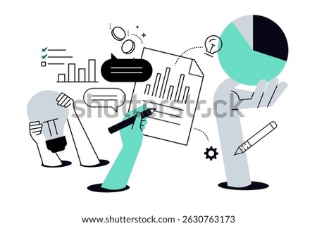 Business plan. Vector illustration for web banner, social media banner, business presentation, marketing material.