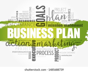 Business plan word cloud collage, business concept background