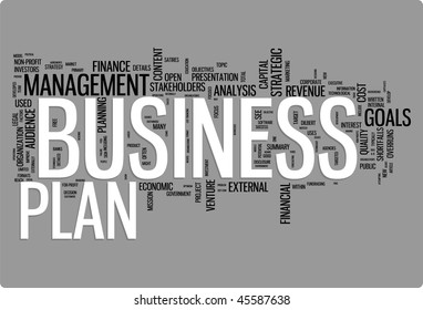 Ilustración de nube de palabras del plan de negocios. Colección de etiquetas gráficas