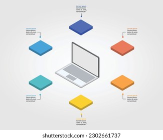 business plan work with laptop template for infographic for presentation for 6 element