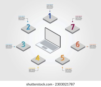 business plan work with laptop template for infographic for presentation for 7 element