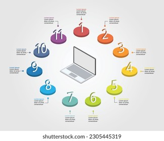 business plan work with laptop template for infographic for presentation for 11 element