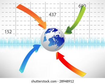 Business planet with arrows