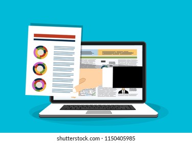 Business planing, online proposal business plan. Flat design illustration concepts for business planning. Vector.