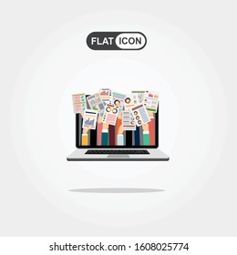 Business planing.Online proposal business plan.  Human hands holding proposal business plan. Flat design illustration concepts for business planning. Vector.
