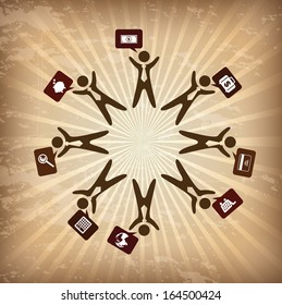 business planner over grunge background vector illustration