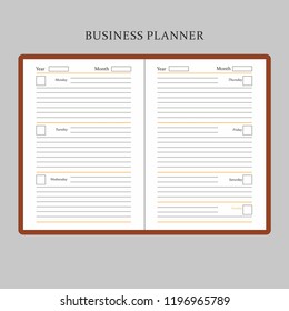 business planner style vector book diary notepad datebook