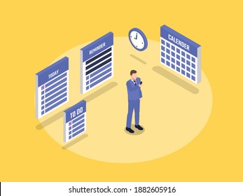 Business planning application isometric 3d vector concept for banner, website, illustration, landing page, flyer, etc.