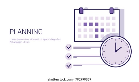 Business Planning Concept Corporate Time Management Web Banner With Copy Space Vector Illustration