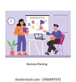 Concepto de planificación de negocios ilustración de stock de estilo plano con fondo. Archivo EPS 10