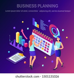 Business planning concept. Isometric vector design 