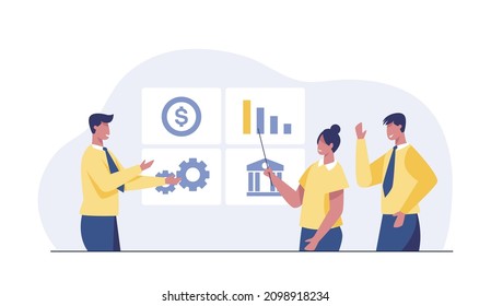 Business planning. Cooperation. The team is creating a project.