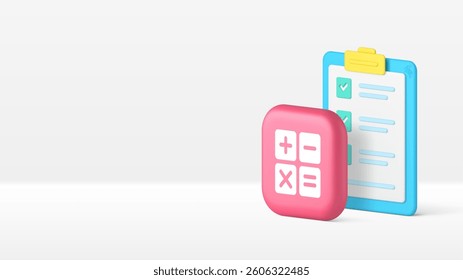 Business planning financial control and accounting banner copy space vector illustration. Time management deadline to do list job efficiency productivity success task organization complete checklist