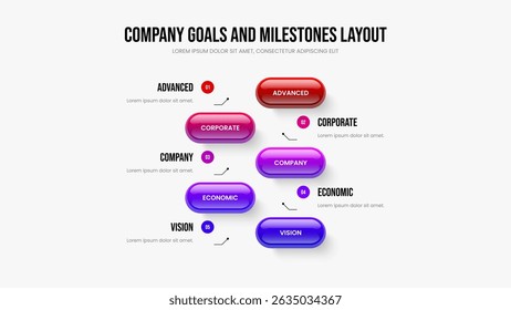 Business Planning Frame Layout Vector Illustration. Marketing Solution 5 Option Infographic Presentation Design. Enterprise Insight Five Element Diagram Slide Template.