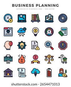 Business Planning Icon Bundle 25 Ícones para Sites e Aplicativos