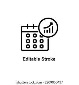 business planning icon designed in outline style decorated with calendar icon elements in business icon theme