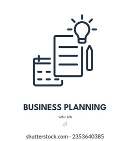Icono de planificación empresarial. Plan, Análisis, Proyecto. Stroke editable. Icono de vector simple