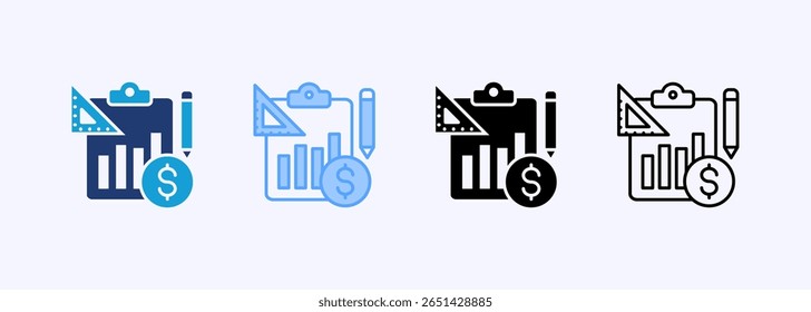 Conjunto de iconos de planificación empresarial Colección de estilos múltiples