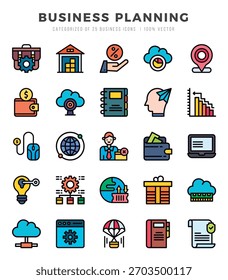 Business Planning icons set. Vector illustration.