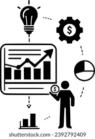 Icono de línea de planificación empresarial. signo de estilo lineal para el concepto y el signo móviles, símbolo, vector, arte