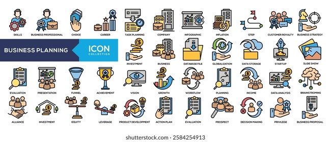 Business Planning Lineal Color Icon Collection