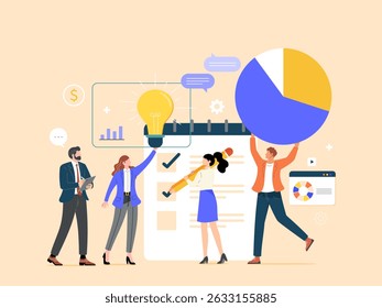 Business planning meeting or brainstorming new ideas to plan business strategies