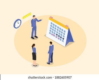 business planning meeting isometric 3d vector concept for banner, website, illustration, landing page, flyer, etc.