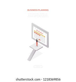 Business planning - modern isometric vector web banner